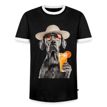 Deutsche Dogge - Männer Kontrast-T-Shirt - Schwarz/Weiß - Vorne - AI Model Female 172 light (172cm) & AI Model Male 178 light (178cm)