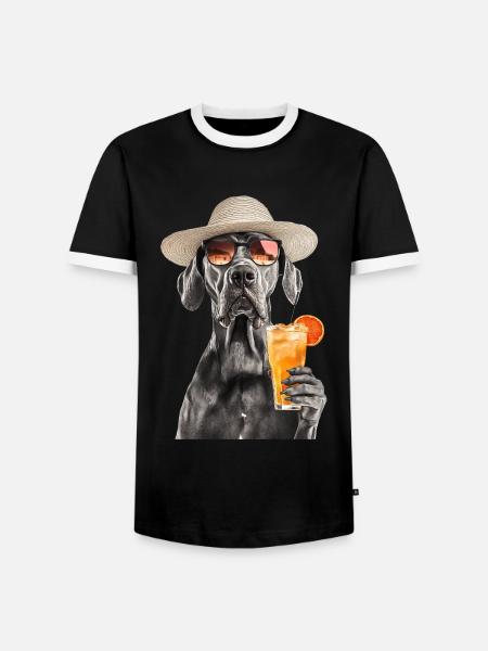 Deutsche Dogge - Männer Kontrast-T-Shirt - Schwarz/Weiß