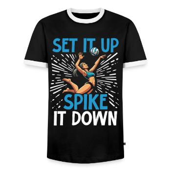 Volleyball de plage Volley-ball Joueurs de volley-ball - T-shirt contrasté Homme - noir/blanc - Devant - AI Model Female 172 light (172cm) & AI Model Male 178 light (178cm)