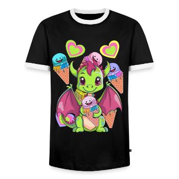 Glace Glace Crème Enfants Enfant Dragon Dragon - T-shirt contrasté Homme - noir/blanc - Devant - AI Model Female 172 light (172cm) & AI Model Male 178 light (178cm)