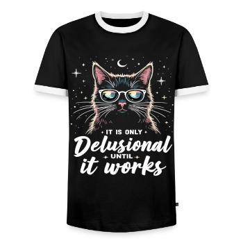 Chat délirant Chat Chats rétro Amoureux des chats - T-shirt contrasté Homme - noir/blanc - Devant - AI Model Female 172 light (172cm) & AI Model Male 178 light (178cm)