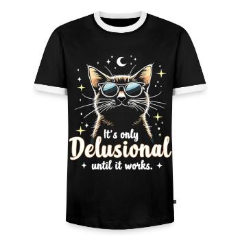 Delusional Cat Cat Retro Cats Cat Lover - Men's Ringer Shirt - black/white - Front - AI Model Female 172 light (172cm) & AI Model Male 178 light (178cm)