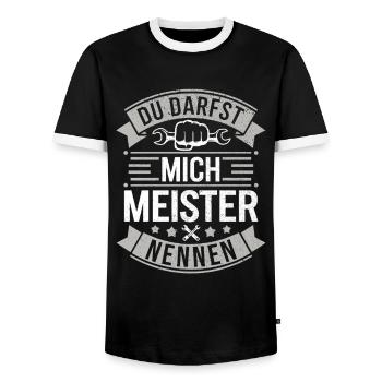 Meister Meisterprüfung Handwerk Handwerker Meister - Männer Kontrast-T-Shirt - Schwarz/Weiß - Vorne - AI Model Female 172 light (172cm) & AI Model Male 178 light (178cm)