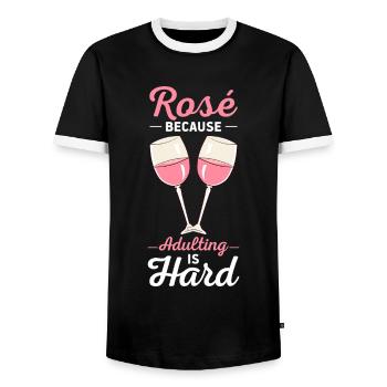 Wein Rosé - Männer Kontrast-T-Shirt - Schwarz/Weiß - Vorne - AI Model Female 172 light (172cm) & AI Model Male 178 light (178cm)
