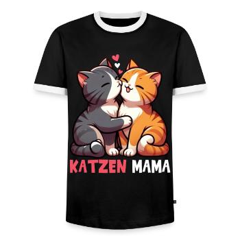 Katzen Mama Muttertag Elternteil Mama - Männer Kontrast-T-Shirt - Schwarz/Weiß - Vorne - AI Model Female 172 light (172cm) & AI Model Male 178 light (178cm)