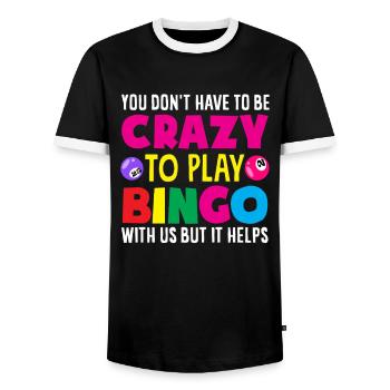 Verrückter Bingo Spieler Du Musst Nicht Verrückt - Männer Kontrast-T-Shirt - Schwarz/Weiß - Vorne - AI Model Female 172 light (172cm) & AI Model Male 178 light (178cm)
