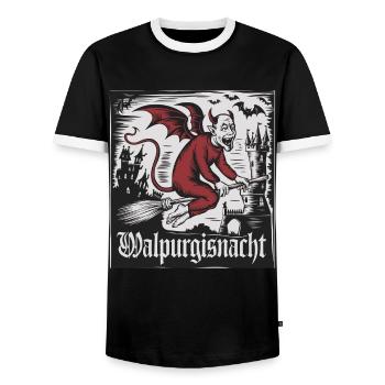 Hexen Walpurgisnacht Fliegender Dämon Mit Schloss - Männer Kontrast-T-Shirt - Schwarz/Weiß - Vorne - AI Model Female 172 light (172cm) & AI Model Male 178 light (178cm)