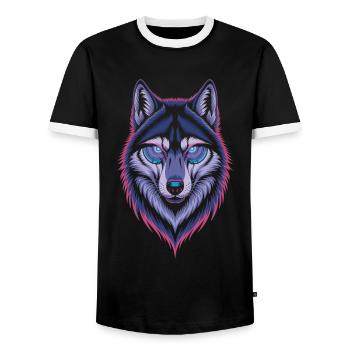 Art Techno Loup - T-shirt contrasté Homme - noir/blanc - Devant - AI Model Female 172 light (172cm) & AI Model Male 178 light (178cm)