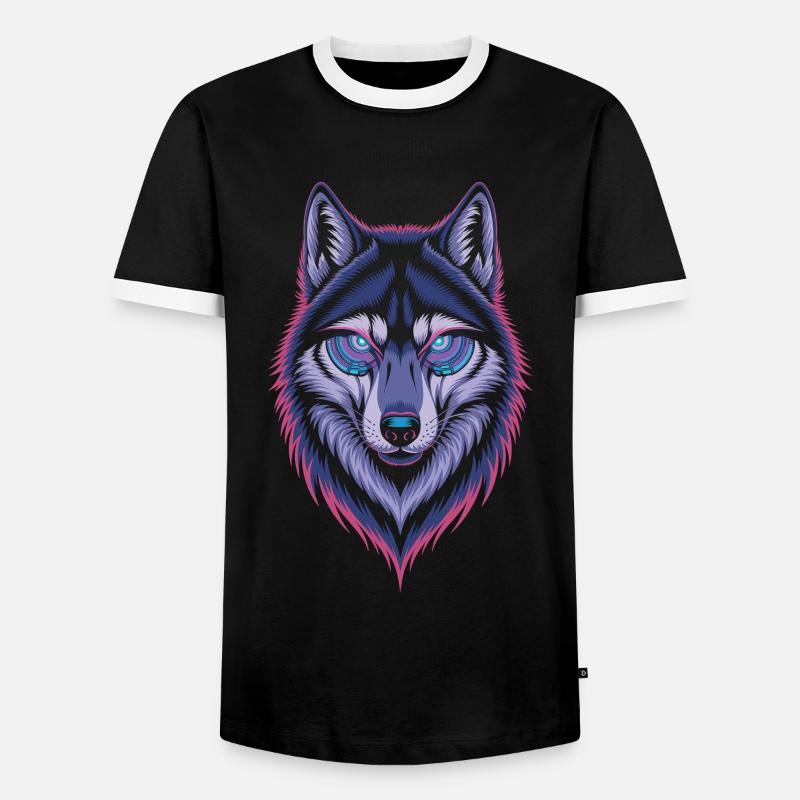 Techno Wolf Art - Men's Ringer Shirt - black/white