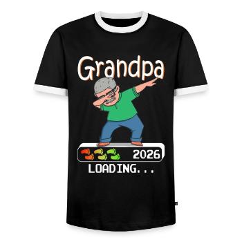 Future grand-mère 2026 chargement futur grand-père - T-shirt contrasté Homme - noir/blanc - Devant - AI Model Female 172 light (172cm) & AI Model Male 178 light (178cm)