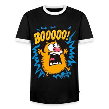 Funny Boo Hamster - Men's Ringer Shirt - black/white - Front - AI Model Female 172 light (172cm) & AI Model Male 178 light (178cm)