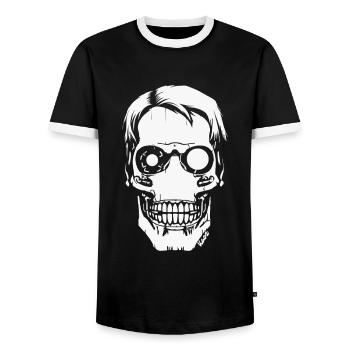 Cyber Skull – Crâne futuriste - T-shirt contrasté Homme - noir/blanc - Devant - AI Model Female 172 light (172cm) & AI Model Male 178 light (178cm)