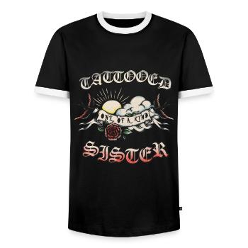 Tatoué Unique Sister Tattoo Women - T-shirt contrasté Homme - noir/blanc - Devant - AI Model Female 172 light (172cm) & AI Model Male 178 light (178cm)