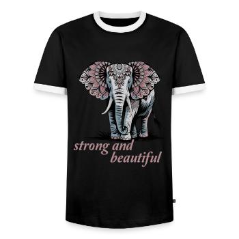 Stark Und Schön Elefant Mandala Kunst - Männer Kontrast-T-Shirt - Schwarz/Weiß - Vorne - AI Model Female 172 light (172cm) & AI Model Male 178 light (178cm)