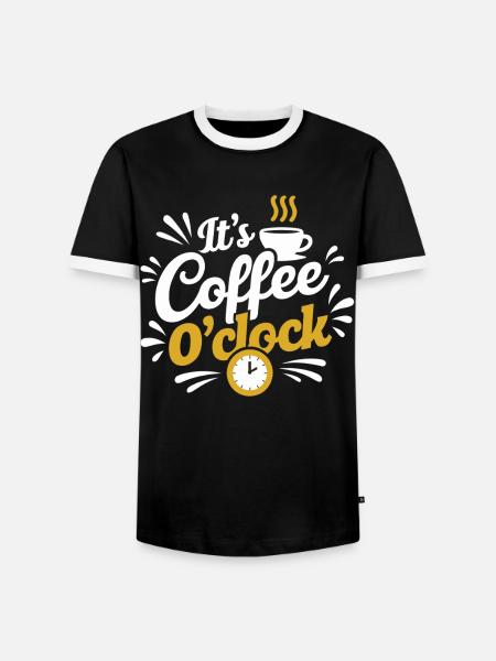 It's Coffee O'Clock – Kaffeeliebe - Männer Kontrast-T-Shirt - Schwarz/Weiß