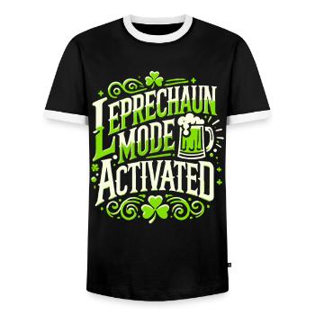 Leprechaun Mode Activates St. Patrick's Day - Men's Ringer Shirt - black/white - Front - AI Model Female 172 light (172cm) & AI Model Male 178 light (178cm)