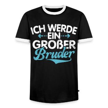 Big Brother Baby Lover Older Sibling - Men's Ringer Shirt - black/white - Front - AI Model Female 172 light (172cm) & AI Model Male 178 light (178cm)