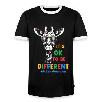 Autisme Autiste - T-shirt contrasté Homme - noir/blanc - Devant - AI Model Female 172 light (172cm) & AI Model Male 178 light (178cm)
