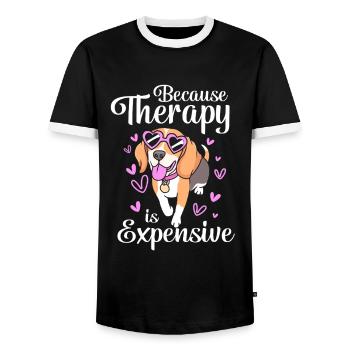 Therapy dog - Men's Ringer Shirt - black/white - Front - AI Model Female 172 light (172cm) & AI Model Male 178 light (178cm)