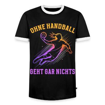 Handball Liebhaber Handball Sport Spieler - Männer Kontrast-T-Shirt - Schwarz/Weiß - Vorne - AI Model Female 172 light (172cm) & AI Model Male 178 light (178cm)