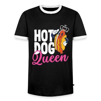 Reine du hot-dog pour les amateurs de hot-dogs - T-shirt contrasté Homme - noir/blanc - Devant - AI Model Female 172 light (172cm) & AI Model Male 178 light (178cm)