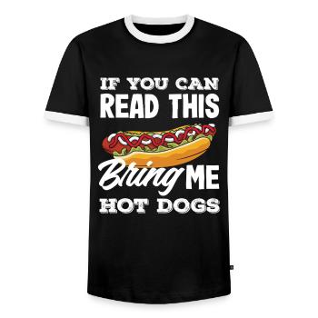 Amateur de hot-dogs Apportez-moi des hot-dogs - T-shirt contrasté Homme - noir/blanc - Devant - AI Model Female 172 light (172cm) & AI Model Male 178 light (178cm)
