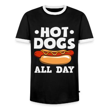 Amateur de hot-dogs Hot-dogs toute la journée - T-shirt contrasté Homme - noir/blanc - Devant - AI Model Female 172 light (172cm) & AI Model Male 178 light (178cm)