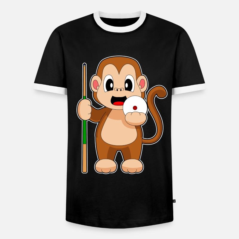 Affe Billiard Queue - Männer Kontrast-T-Shirt - Schwarz/Weiß