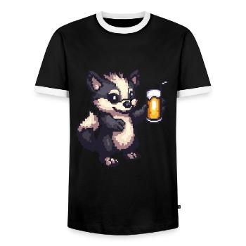 Skunk Pixel Bière - T-shirt contrasté Homme - noir/blanc - Devant - AI Model Female 172 light (172cm) & AI Model Male 178 light (178cm)