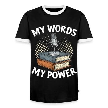Poésie Slam Comptine Slam Poésie Poète Poète - T-shirt contrasté Homme - noir/blanc - Devant - AI Model Female 172 light (172cm) & AI Model Male 178 light (178cm)