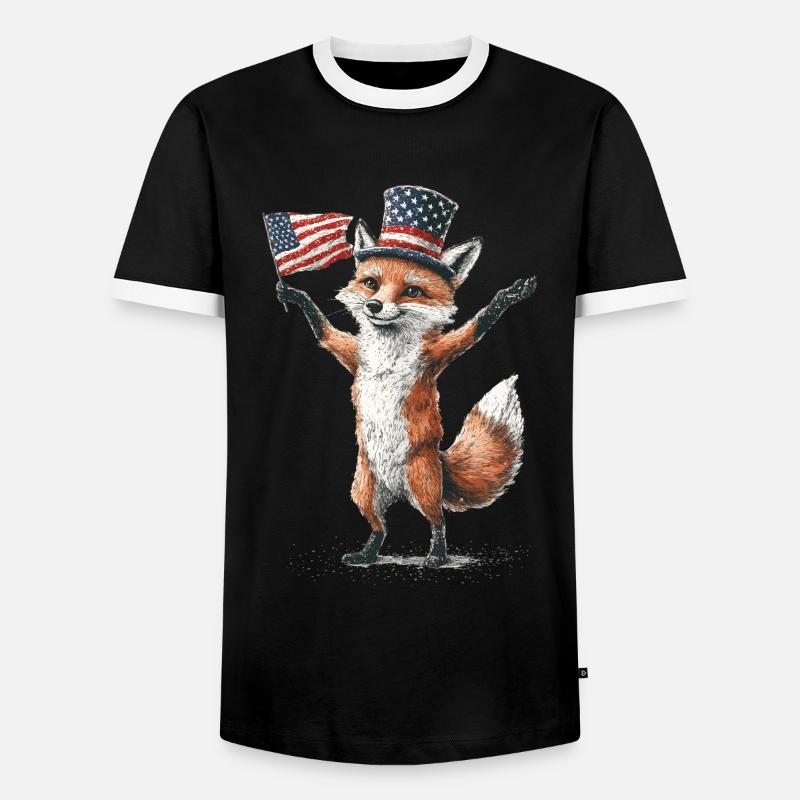 Fuchs - Männer Kontrast-T-Shirt - Schwarz/Weiß