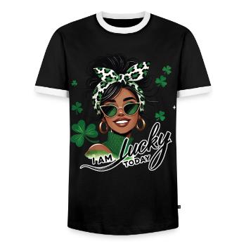 St. Patrick's Day Girl Ich Bin Heute Glücklich - Männer Kontrast-T-Shirt - Schwarz/Weiß - Vorne - AI Model Female 172 light (172cm) & AI Model Male 178 light (178cm)