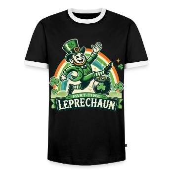 St. Patrick's Day Part-Time Leprechaun - Men's Ringer Shirt - black/white - Front - AI Model Female 172 light (172cm) & AI Model Male 178 light (178cm)