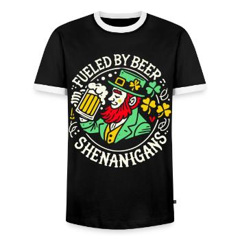 S’amuser à la Saint-Patrick avec de la bière - T-shirt contrasté Homme - noir/blanc - Devant - AI Model Female 172 light (172cm) & AI Model Male 178 light (178cm)