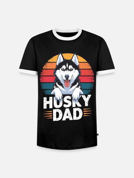 Husky Dad – Geschenk für Husky-Liebhaber - Männer Kontrast-T-Shirt - Schwarz/Weiß