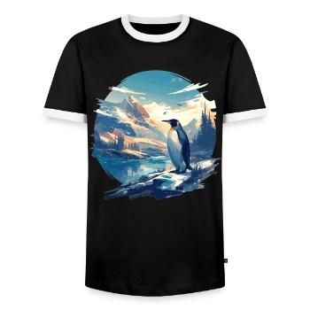Pinguine Pinguin - Männer Kontrast-T-Shirt - Schwarz/Weiß - Vorne - AI Model Female 172 light (172cm) & AI Model Male 178 light (178cm)