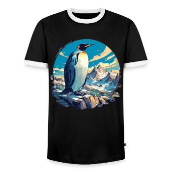 Pinguine Pinguin - Männer Kontrast-T-Shirt - Schwarz/Weiß - Vorne - AI Model Female 172 light (172cm) & AI Model Male 178 light (178cm)