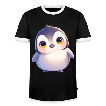 Pinguine Pinguin - Männer Kontrast-T-Shirt - Schwarz/Weiß - Vorne - AI Model Female 172 light (172cm) & AI Model Male 178 light (178cm)