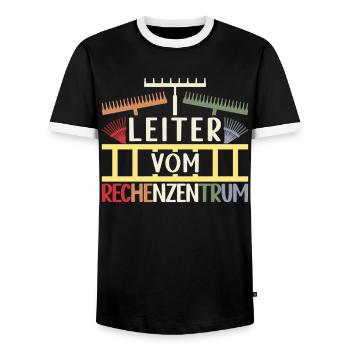 Chef du Centre Informatique Jardinier Amateur - T-shirt contrasté Homme - noir/blanc - Devant - AI Model Female 172 light (172cm) & AI Model Male 178 light (178cm)