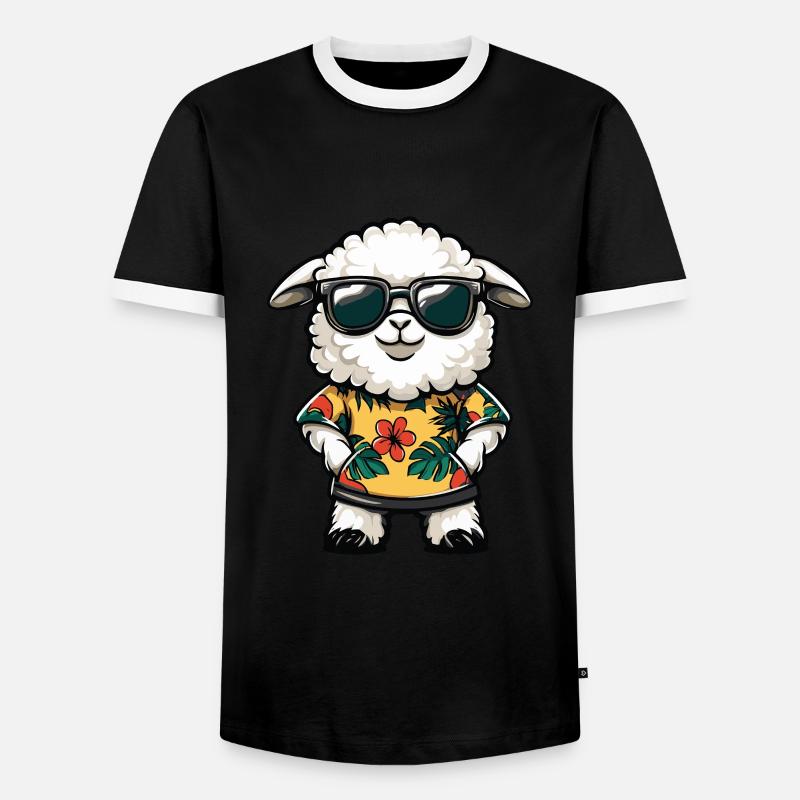Sheep Comic Funny Summer - Men's Ringer Shirt - black/white