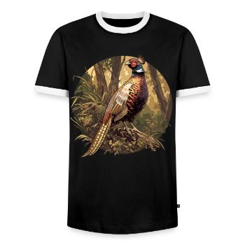 Pheasants Pheasant - Men's Ringer Shirt - black/white - Front - AI Model Female 172 light (172cm) & AI Model Male 178 light (178cm)