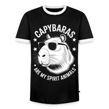 Capybara Saying Funny Capybara Gift - Men's Ringer Shirt - black/white - Front - AI Model Female 172 light (172cm) & AI Model Male 178 light (178cm)