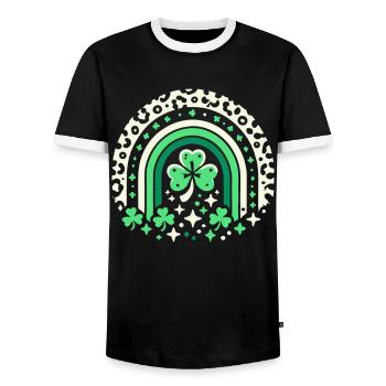 St. Patrick's Day Shamrock Rainbow Luck - Men's Ringer Shirt - black/white - Front - AI Model Female 172 light (172cm) & AI Model Male 178 light (178cm)