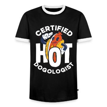 Amateur de hot-dogs certifié - T-shirt contrasté Homme - noir/blanc - Devant - AI Model Female 172 light (172cm) & AI Model Male 178 light (178cm)