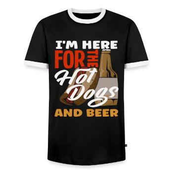 Amateurs de hot-dogs pour les hot-dogs et la bière - T-shirt contrasté Homme - noir/blanc - Devant - AI Model Female 172 light (172cm) & AI Model Male 178 light (178cm)