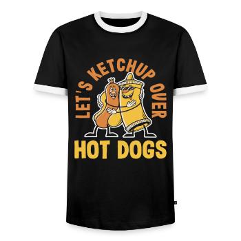 Parlons de hot-dogs Ketchup Amateur de hot-dogs - T-shirt contrasté Homme - noir/blanc - Devant - AI Model Female 172 light (172cm) & AI Model Male 178 light (178cm)