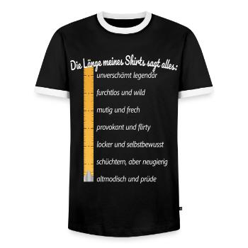 Party Länge Meines Shirts Sagt Alles Feiern JGA - Männer Kontrast-T-Shirt - Schwarz/Weiß - Vorne - AI Model Female 172 light (172cm) & AI Model Male 178 light (178cm)