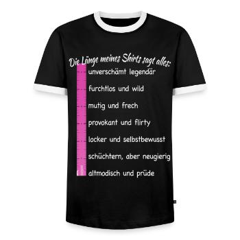 Party Länge Meines Shirts Sagt Alles Feiern JGA - Männer Kontrast-T-Shirt - Schwarz/Weiß - Vorne - AI Model Female 172 light (172cm) & AI Model Male 178 light (178cm)