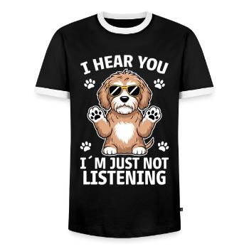 Cockapoo disant chiens drôle Cockapoo cadeau - T-shirt contrasté Homme - noir/blanc - Devant - AI Model Female 172 light (172cm) & AI Model Male 178 light (178cm)