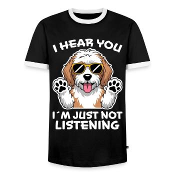Cockapoo disant chiens drôle Cockapoo cadeau - T-shirt contrasté Homme - noir/blanc - Devant - AI Model Female 172 light (172cm) & AI Model Male 178 light (178cm)